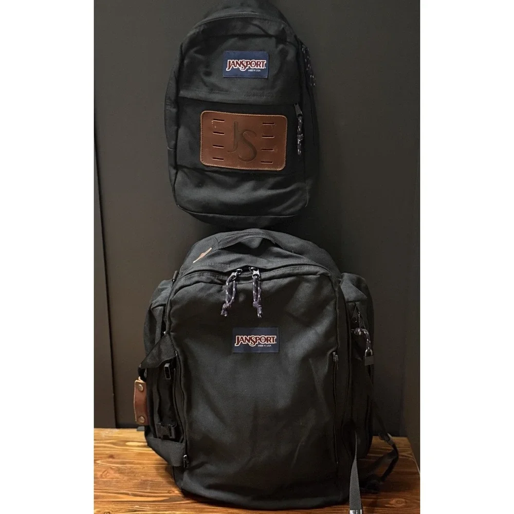 VTG Rare XL JanSport Duffle Convertible Travel Set Backpack Black Made in USA